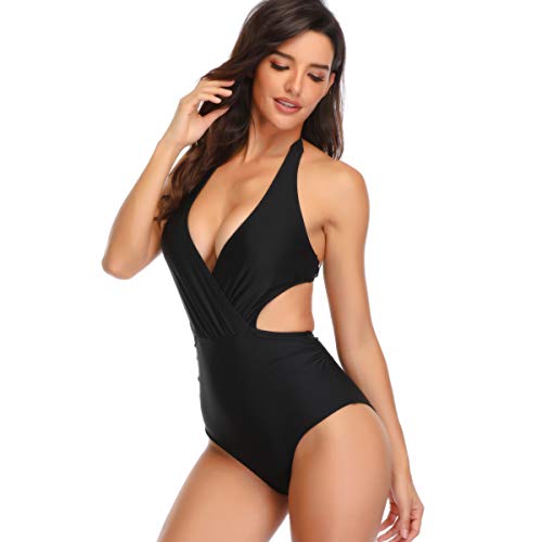 CheChury Mujer Brasileños Bikinis Cuello en V Traje de Baño de Una Pieza Vendimia Halter Monokini Sexy Bañadores Reductores Tankini