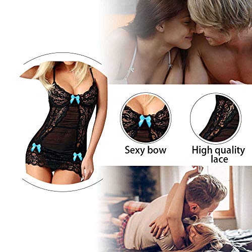 CheChury Mujer Sexy Semi Transparente Ajustado Lencería Erótica Escotado por Detrás Lace Babydoll Ropa Interior Picardias Mujer Sexy