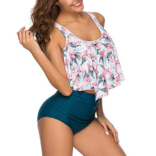 CheChury Mujeres Grandes Sexy Traje De Baño Tiras con Volantes Top Bikini Tankini Talle Alto Conjunto De Frill Bikini