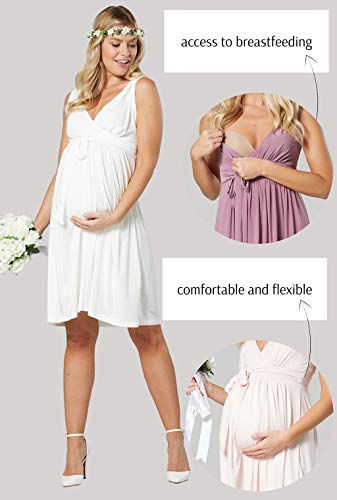 Chelsea Clark Mujer Vestido de Maternidad para Lactancia para la Novia Dama de Honor (Blanco, 2XL)