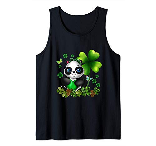 Chicas St Patricks Day Kid's Cute Panda Green Shamrock Mujer Camiseta sin Mangas
