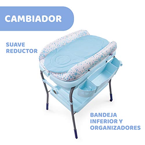 Chicco Cuddle&Bubble - Bañera y cambiador 2 en 1, plegable y compacta, peso 10 kg, color azul (Ocean)