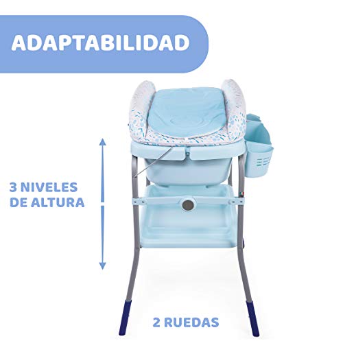 Chicco Cuddle&Bubble - Bañera y cambiador 2 en 1, plegable y compacta, peso 10 kg, color azul (Ocean)