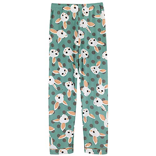 Chickwin Pijama de Manga Larga con Botones para Mujer Linda impresión Ropa de Dormir Invierno Dos Piezas - Suave Cómodo Casual Mujer Chandal Pjs Regalo Navidad (Conejito Verde,L)