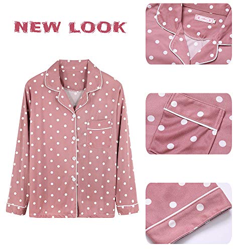 Chickwin Pijama de Manga Larga con Botones para Mujer Linda impresión Ropa de Dormir Invierno Dos Piezas - Suave Cómodo Casual Mujer Chandal Pjs Regalo Navidad (Conejito Verde,L)