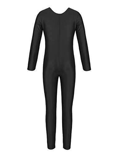 CHICTRY Bodies Jumpsuit Mono para Danza Gimnasia Leotardo Body Nude Maillot Manga Larga para Ballet Deporte Niñas Niños Sportswear Dancewear 5-12 Años Negro A 10-12 años