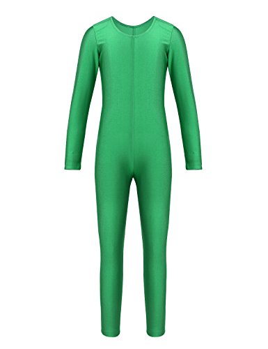 CHICTRY Bodies Jumpsuit Mono para Danza Gimnasia Leotardo Body Nude Maillot Manga Larga para Ballet Deporte Niñas Niños Sportswear Dancewear 5-12 Años Verde 10-12 años