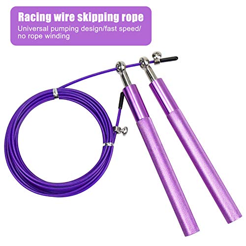 Chstarina Cuerda para Saltar, cuerda saltar crossfit con Ajustable Asa Antideslizante, Comba de Boxeo Speed Rope para Hombre y Mujer, para Fitness Boxeo HIIT (púrpura)