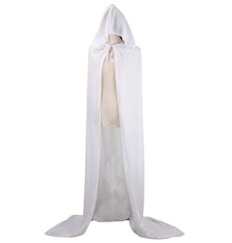CHSYOO manto con capucha blanco capa larga con capucha para disfraces de Halloween fiesta bruja vampiro vampiro cosplay disfraces