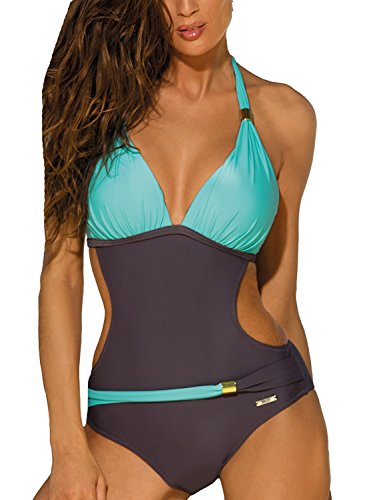 Chuangminghangqi - Bañador para mujer, para playa o piscina, acolchado Verde S