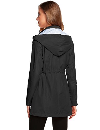 Chubasquero Mujer Chaqueta Impermeable Manga Larga Abrigo Deporte Portable Seco RáPido Rompevientos con Capucha
