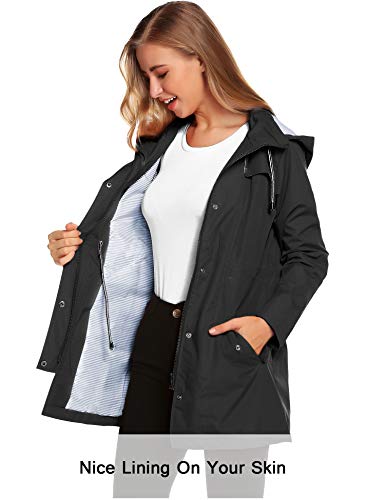 Chubasquero Mujer Chaqueta Impermeable Manga Larga Abrigo Deporte Portable Seco RáPido Rompevientos con Capucha