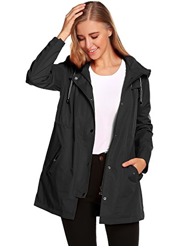 Chubasquero Mujer Chaqueta Impermeable Manga Larga Abrigo Deporte Portable Seco RáPido Rompevientos con Capucha