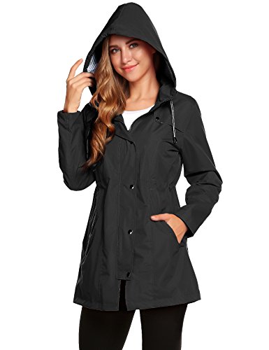 Chubasquero Mujer Chaqueta Impermeable Manga Larga Abrigo Deporte Portable Seco RáPido Rompevientos con Capucha