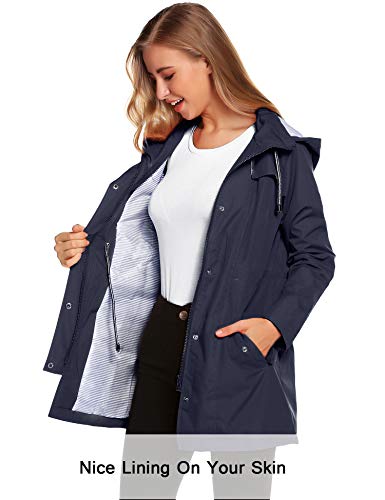 Chubasquero Mujer Impermeable Chaqueta Manga Larga Abrigo Deporte Portable Seco RáPido Rompevientos con Capucha