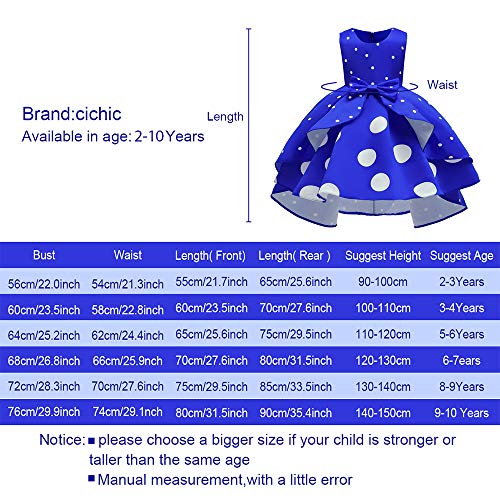 Cichic Vestido para niña de estilo retro, elegante, de fiesta, para niñas, de 2 a 10 años azul 9-10 Años