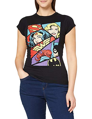 CID DC Originals-Heroine Pop Art Camiseta, Negro (Negro), XL para Mujer