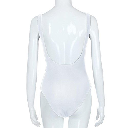 Cinnamou Traje de baño de Playa de una Pieza para Mujer Bañador de baño Monokini Push Up Bikini Acolchado (Blanco, M)