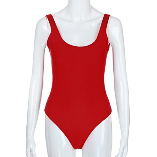 Cinnamou Traje de baño de Playa de una Pieza para Mujer Bañador de baño Monokini Push Up Bikini Acolchado (Rojo, M)