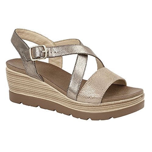 Cipriata - Sandalias Modernas de Tiras Cruzadas y tacón Corrido Clarice para Mujer señora (37 EU) (Gris Metalizado)