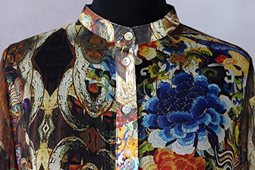 CISULI 100 % seda para mujer, camiseta de verano de gasa de seda, blusa para mujer 01 XXL