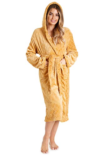 CityComfort - Bata De Baño De Lujo para Mujer con Capucha Y Puños De Sherpa | Bata Súper Suave con Capucha Forrada | Albornoz De Felpa (M, Amarillo)