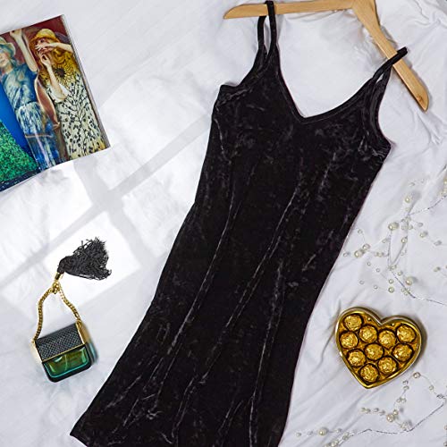 CityComfort Camison Mujer Terciopelo Lencería para Mujeres Ropa Interior de Dormir (36, Negro)