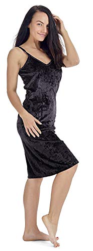 CityComfort Camison Mujer Terciopelo Lencería para Mujeres Ropa Interior de Dormir (36, Negro)