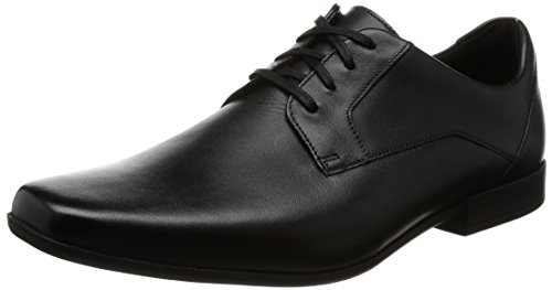 Clarks Glement Lace, Zapatos de Cordones Derby Hombre, Negro (Black Leather), 42.5 EU
