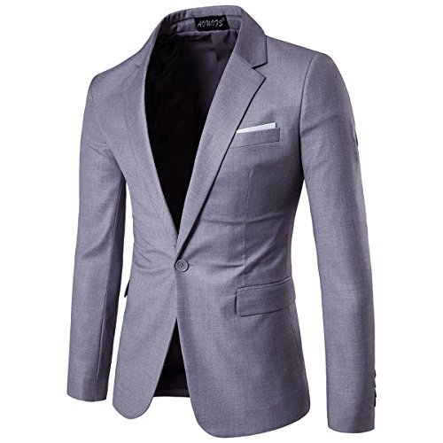 Cloud Style Traje ceñido para hombre, moderna chaqueta de un botón gris claro M