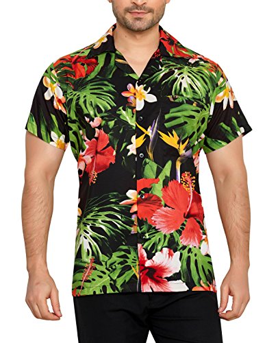 CLUB CUBANA Camisa Hawaiana Florar Casual Manga Corta Ajuste Regular para Hombre L