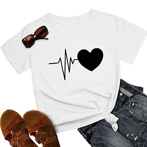 CMTOP Camisetas Mujer Manga Corta Cuello Redondo Camisa Suelta Top Casual para Verano