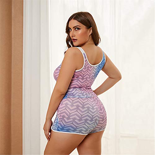 CNBPLS Pijama De La Mujer De Moda Costura Impresos U-Cuello hacia Atrás Más El Tamaño De Servicio Local Abierto Traje De Dos Piezas,Color,2X