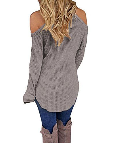 CNFIO Jersey Punto Mujer Invierno Cuello Redondo Jerseys Camiseta Manga Larga Sueter Mujer Suelto Jerseys Basico Casual Sudadera