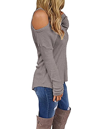 CNFIO Jersey Punto Mujer Invierno Cuello Redondo Jerseys Camiseta Manga Larga Sueter Mujer Suelto Jerseys Basico Casual Sudadera