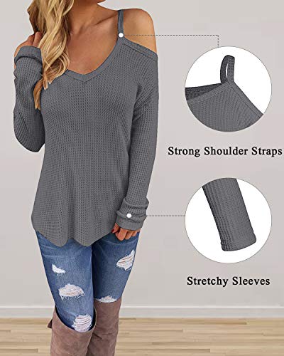 CNFIO Jersey Punto Mujer Invierno Cuello Redondo Jerseys Camiseta Manga Larga Sueter Mujer Suelto Jerseys Basico Casual Sudadera