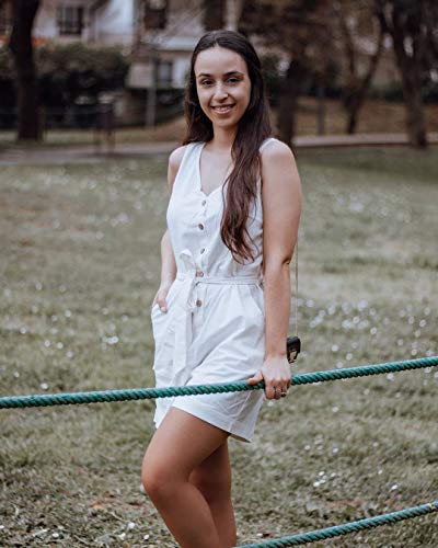 CNFIO Monos Cortos Mujer Verano Vestir Mujer Elegante Petos Mujer Verano Trabajos Pantalones Cortos A-Caqui Claro M