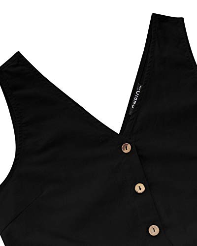 CNFIO Monos Cortos Mujer Verano Vestir Mujer Elegante Petos Mujer Verano Trabajos Pantalones Cortos A-Negro XXL