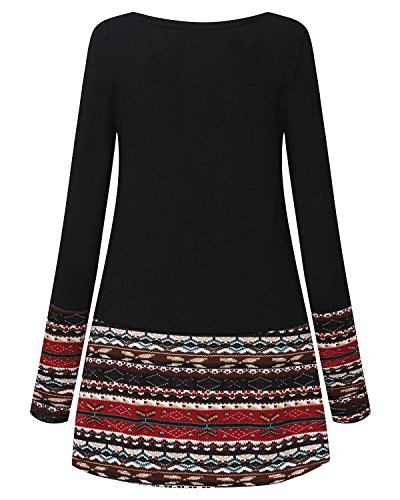 CNFIO Mujer Vestido Bolsillo Cuello Redondo Manga Larga Plus Tamaño Tops Moda