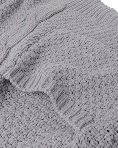 CNFIO Mujeres Cárdigans Chaqueta De Punto Jersey De Suelta Punto Frente Abierto con El Bolsillo (Gris-Nueva, S)