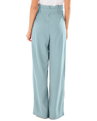 CNFIO Pantalones Mujer Casuales de Cintura Alta de Mujeres Pantalón Elegantes con cinturón de Cintura Alta Decorado con Lazo