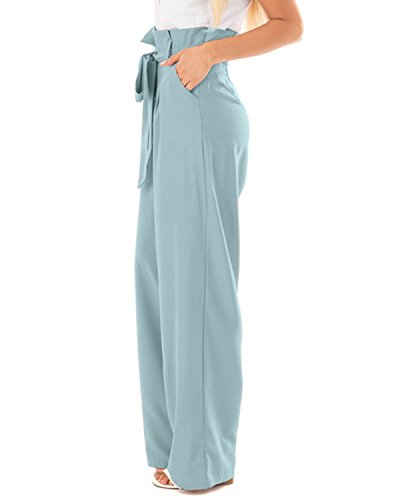 CNFIO Pantalones Mujer Casuales de Cintura Alta de Mujeres Pantalón Elegantes con cinturón de Cintura Alta Decorado con Lazo