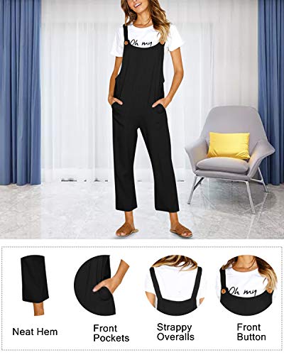 Cnfio - Peto holgado para mujer con bolsillos, estilo informal Negro B-negro XXL