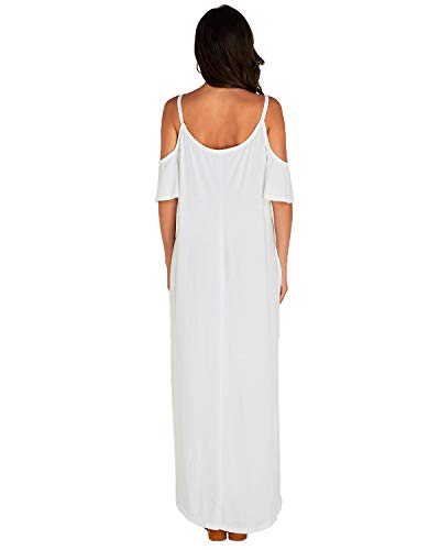 CNFIO Vestidos Mujer Largo Verano Sin Tirantes Vestidos Verano Tallas Grandes Traje de Fiesta Sexy A-Blanco XL