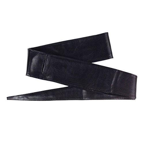 Colkor Cinturón perforado obi para mujer cuero sintético ancho 9cm Talla única-Negro