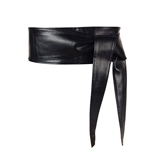 Colkor Cinturón perforado obi para mujer cuero sintético ancho 9cm Talla única-Negro