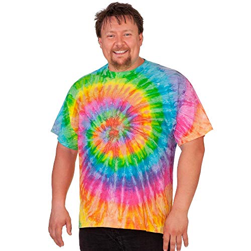 Colortone - Camiseta batik unisex «Swirl» arco iris XXL