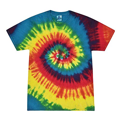 Colortone - Camiseta batik unisex «Swirl» arco iris XXL