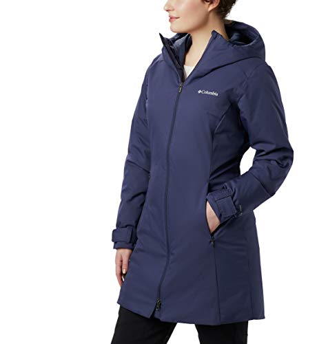 Columbia Autumn Rise, Chaqueta impermeable de longitud media, Mujer, Azul (Collegiate Navy), Talla L