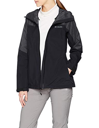 Columbia Evolution Valley II Chaqueta Impermeable, Mujer, Black, Charcoal Heather, M